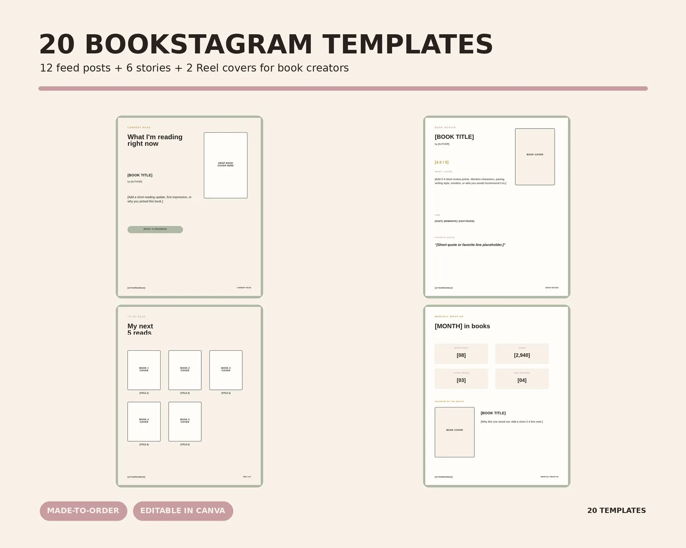 Bookstagram Canva Templates preview