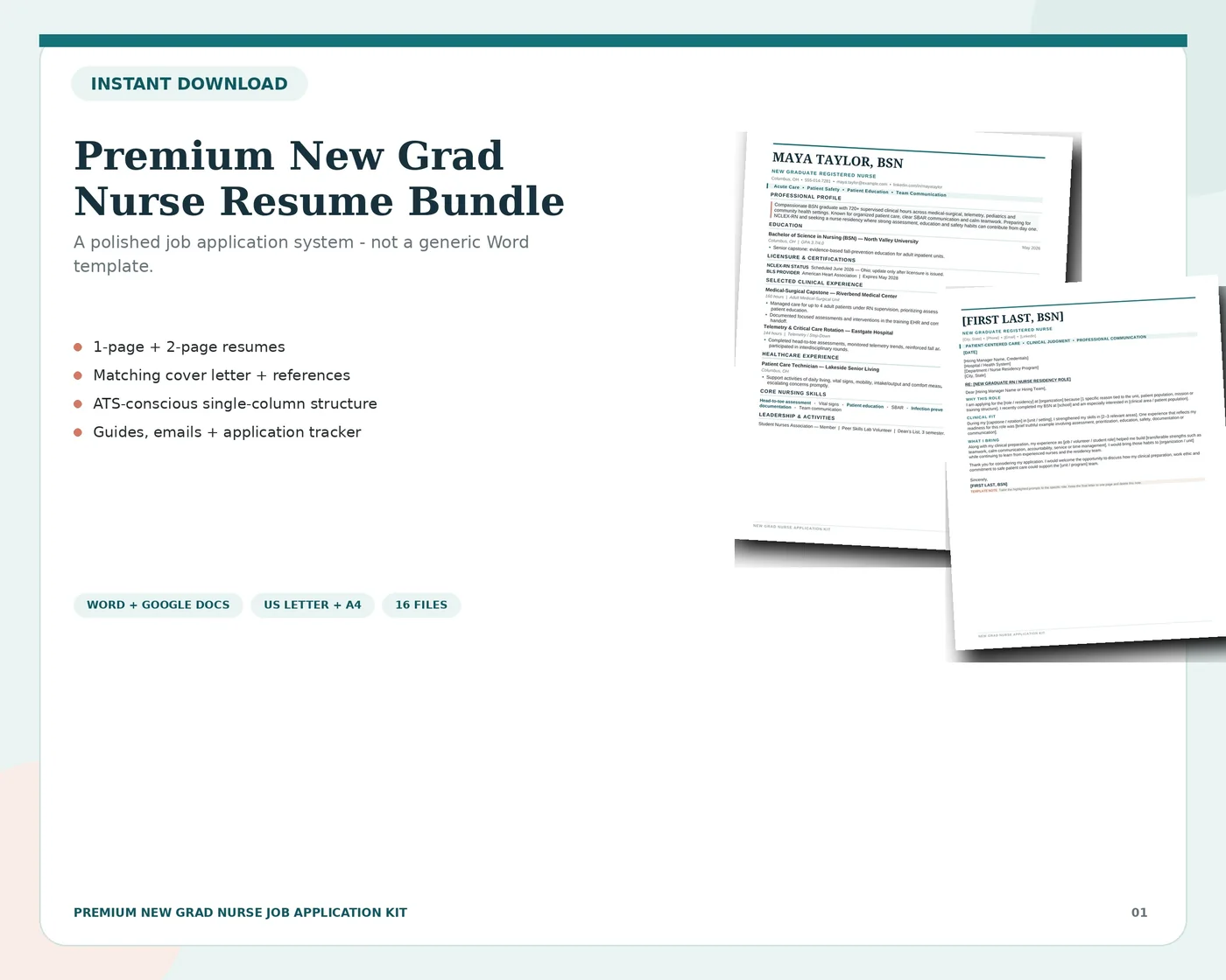 New Grad Nurse Resume Bundle preview